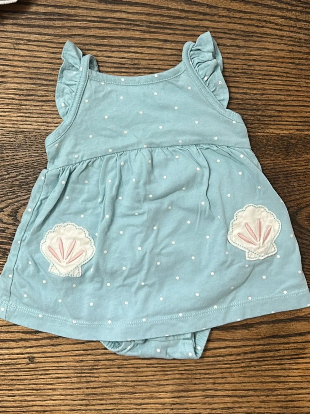 Carters Baby Girls Light Blue Polka Dot Shell Bodysuit Dress